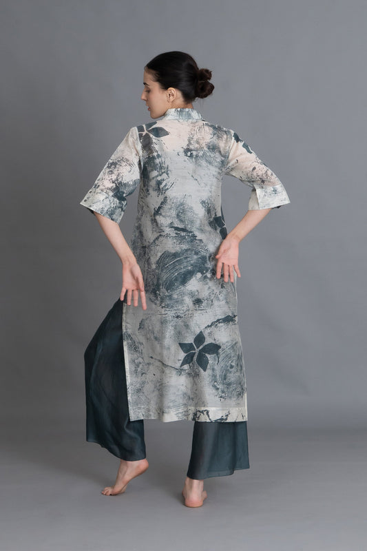 Mint Texture Long Shirt Co-ord