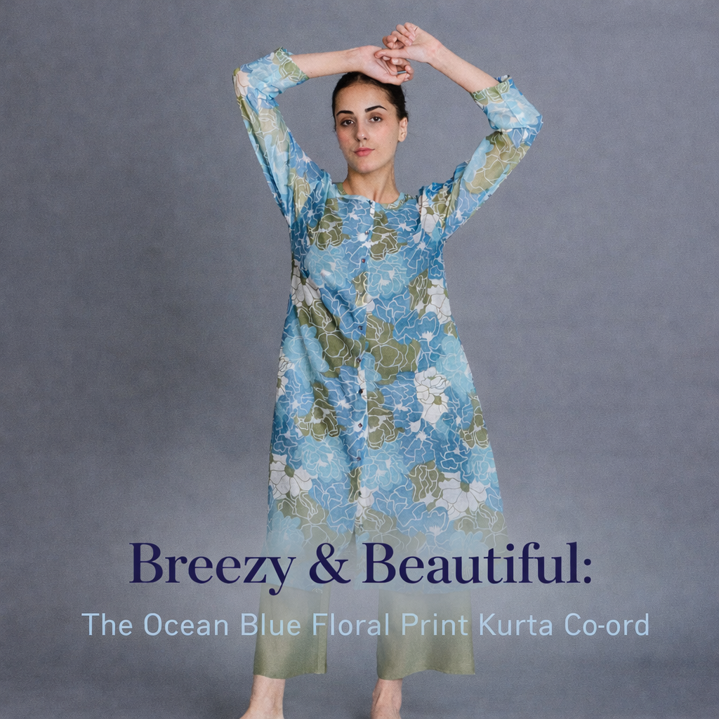 Breezy & Beautiful: The Ocean Blue Floral Print Kurta Co-ord