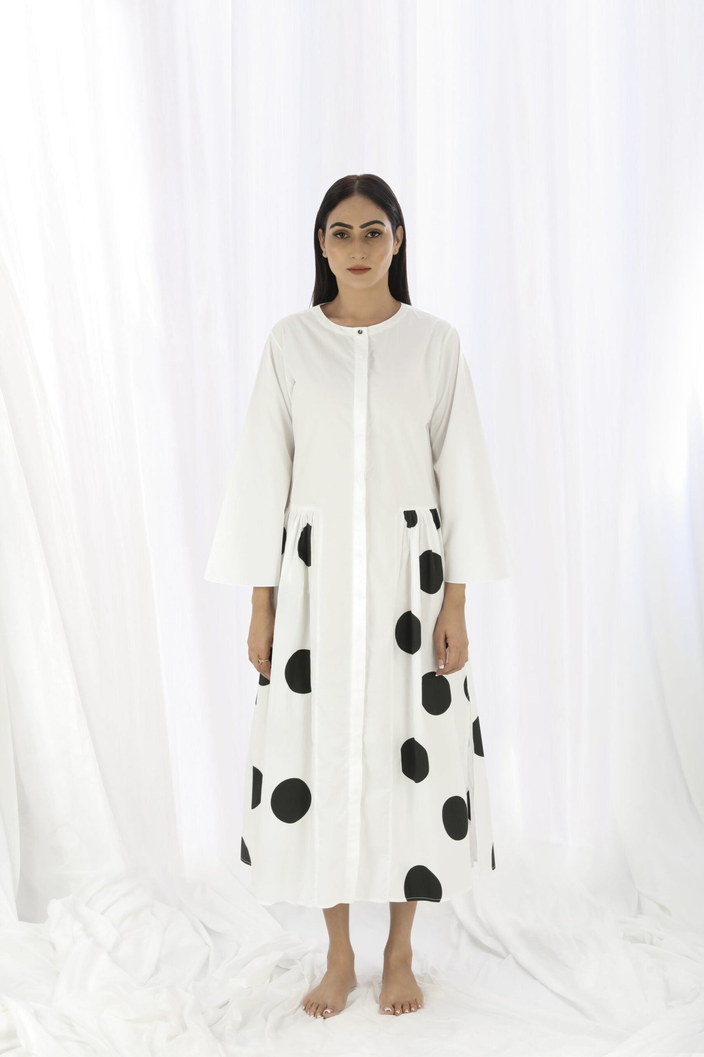 Bright White Side Gather Dress