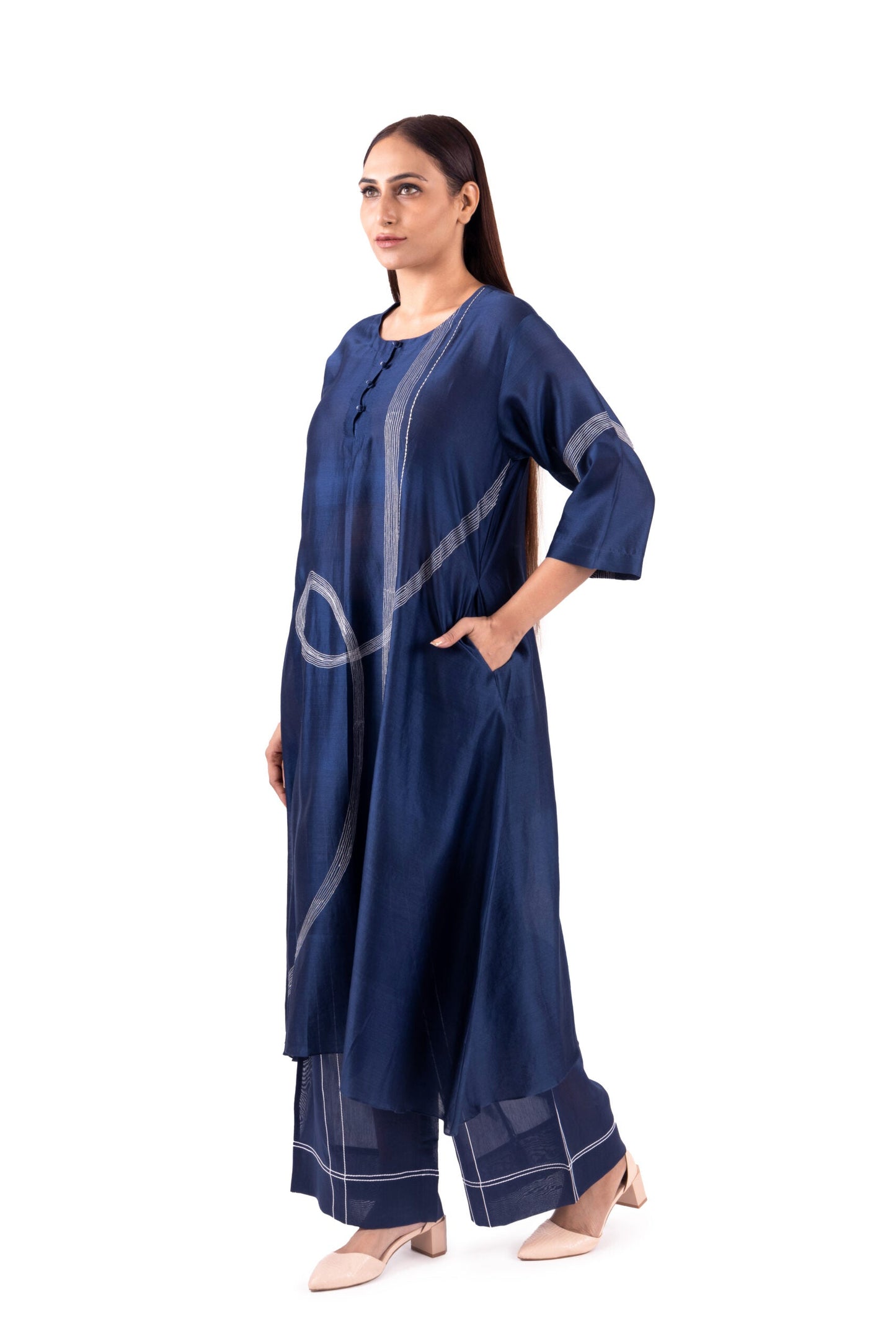 Khat Pantone Embroidery Dress Co-ord With Scraf
