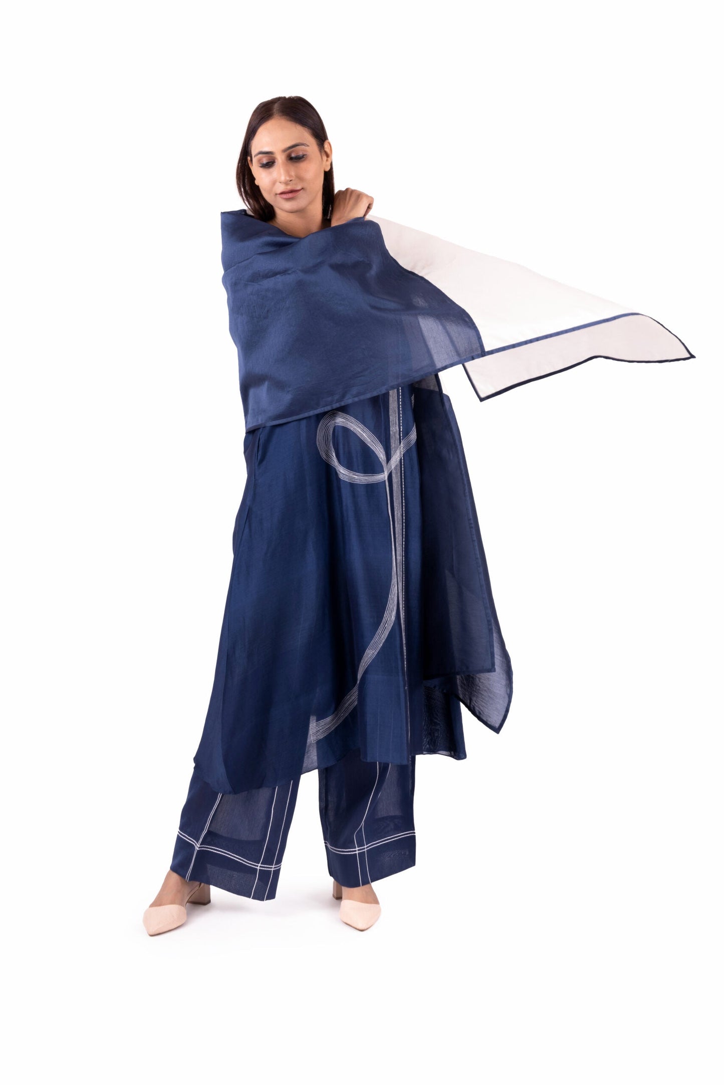 Khat Pantone Embroidery Dress Co-ord With Scraf
