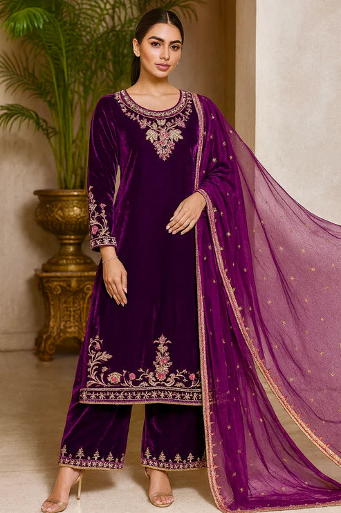 Afsana Amethyst Royale Velvet Set