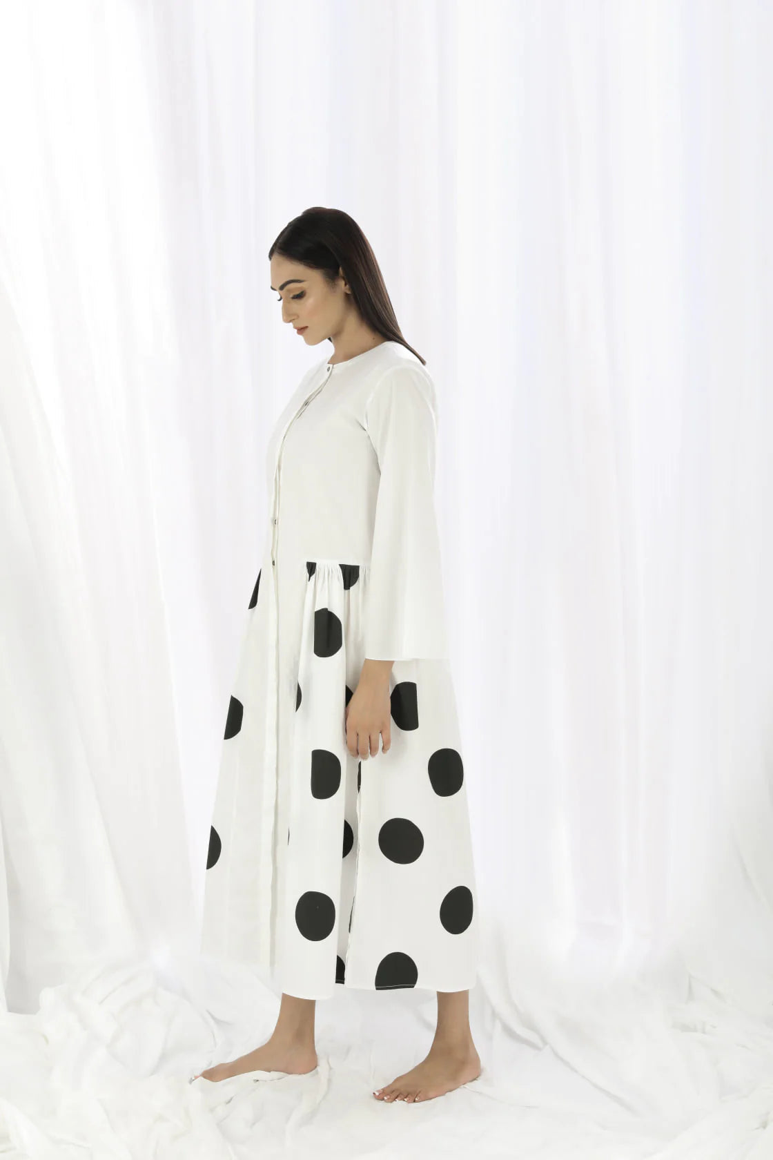 Bright White Side Gather Dress