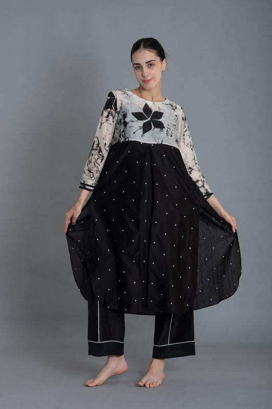 E-Mint Embroidery Dress Co-ord with Scraff