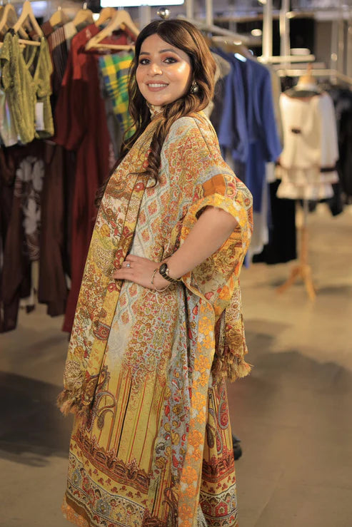 Mehrunisa Golden Garden Kaftan Set