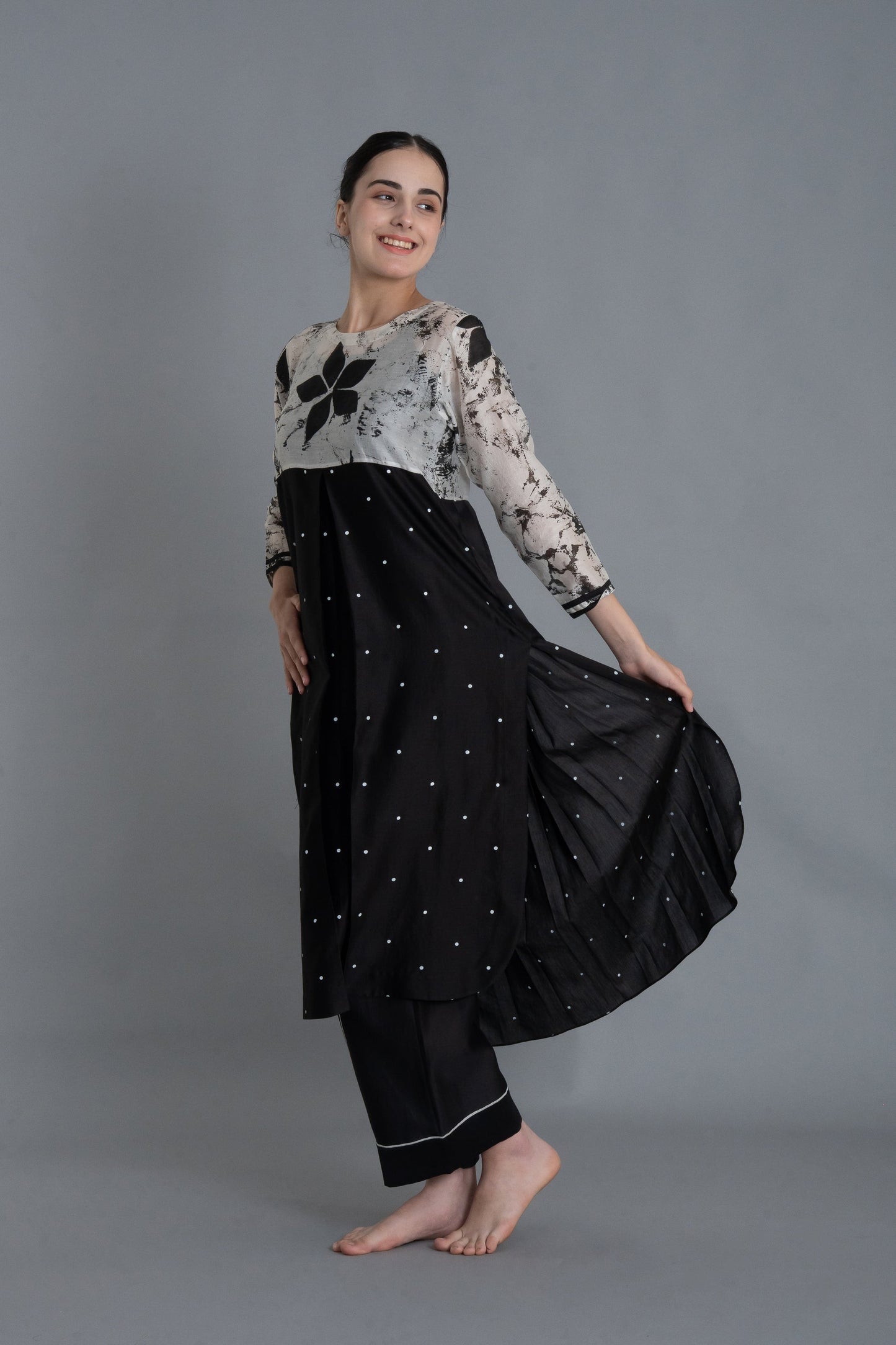 E-Mint Embroidery Dress Co-ord with Scraff