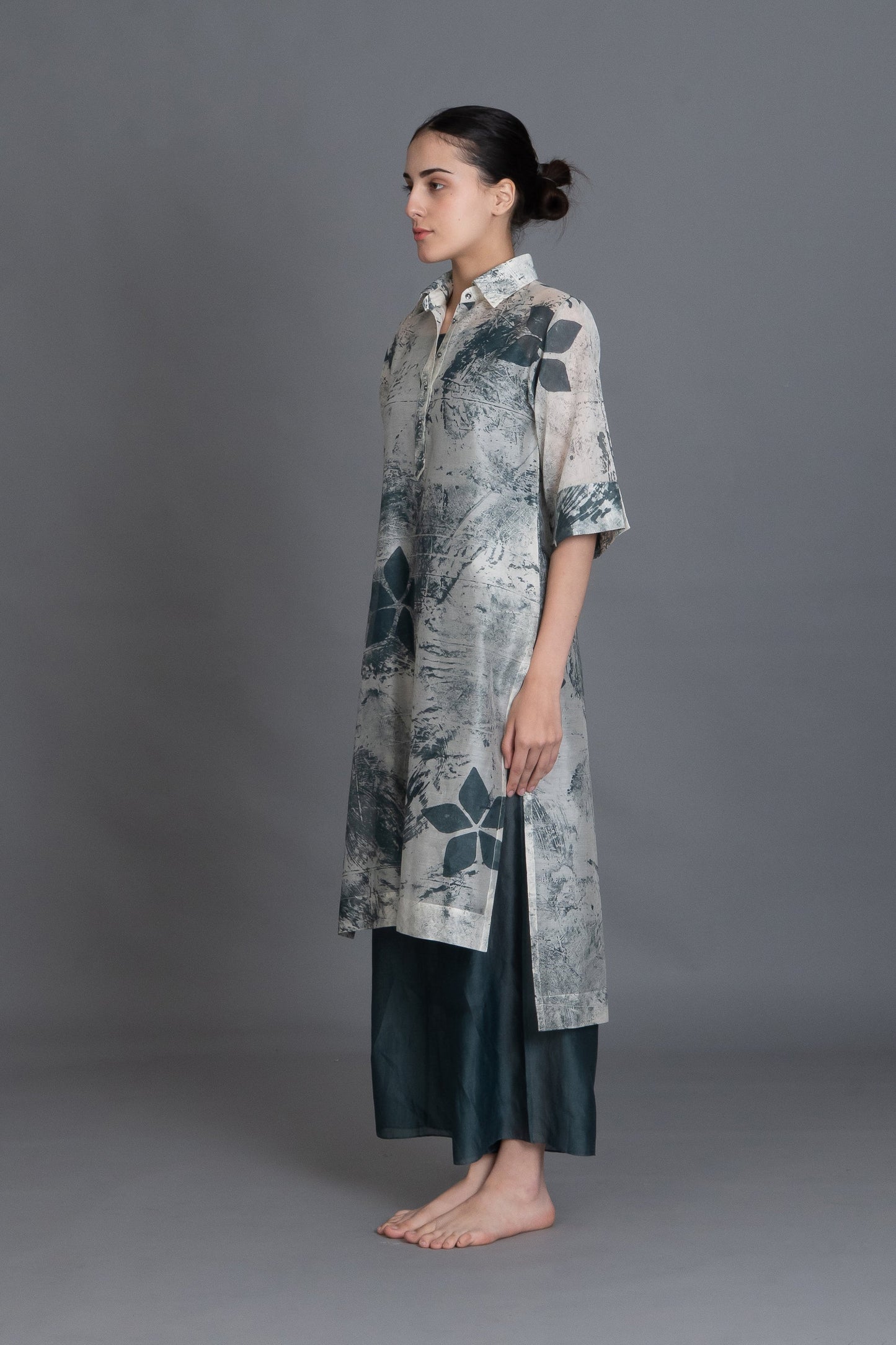 Mint Texture Long Shirt Co-ord