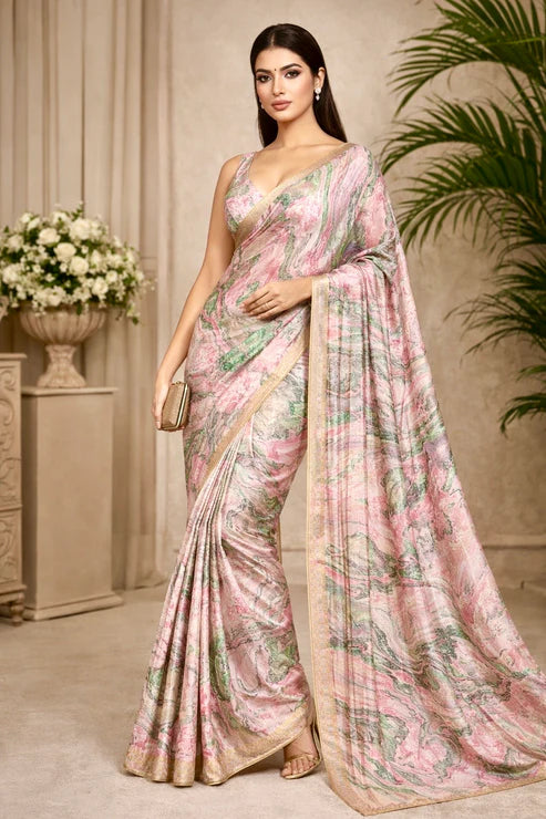 Marble Mist Bhagalpuri Silk Saree