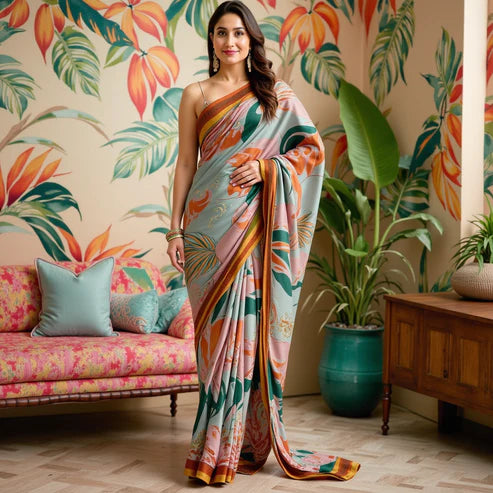 Verdant Muse Satin Saree