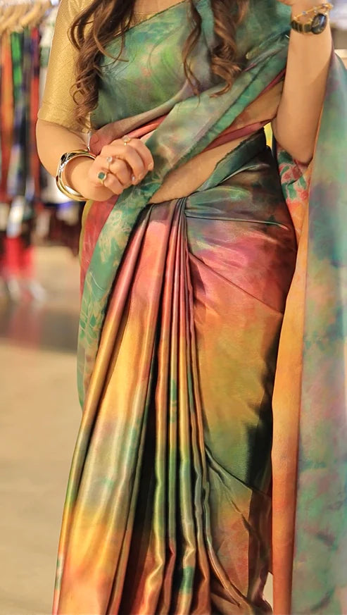 Opal Prism Luxe Satin Saree
