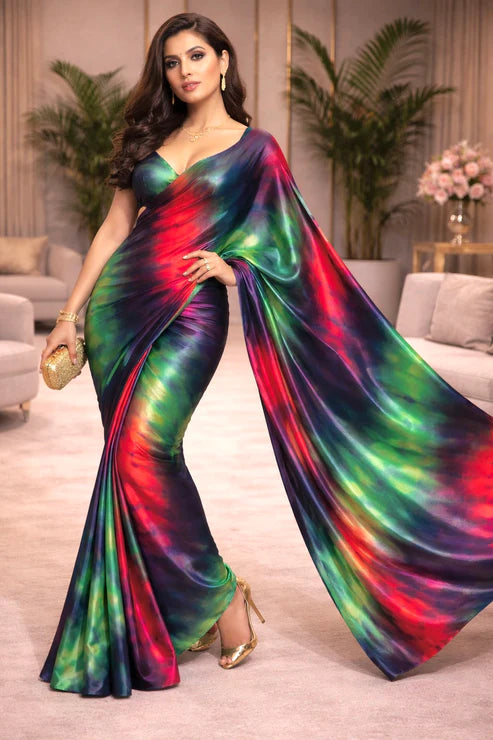 Nocturne Prism Luxe Satin Saree