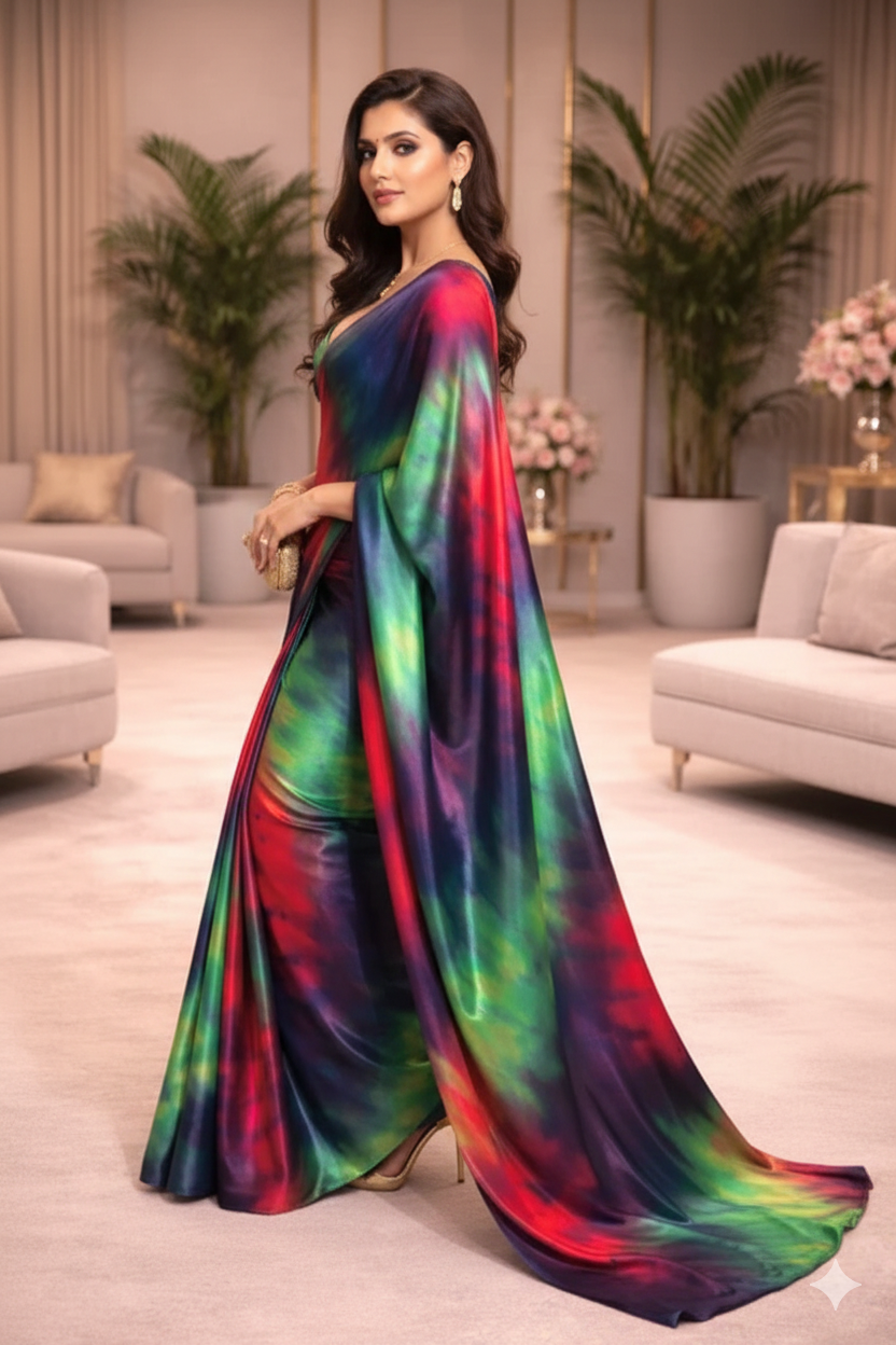Nocturne Prism Luxe Satin Saree