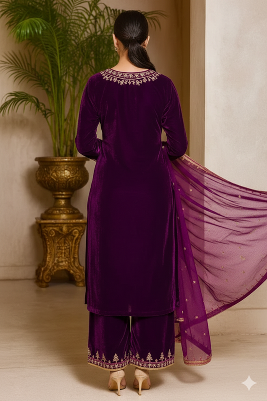 Afsana Amethyst Royale Velvet Set