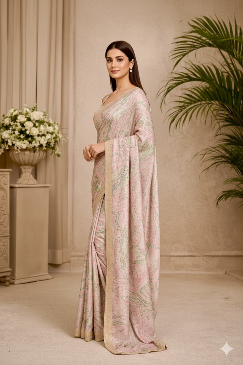 Marble Mist Bhagalpuri Silk Saree