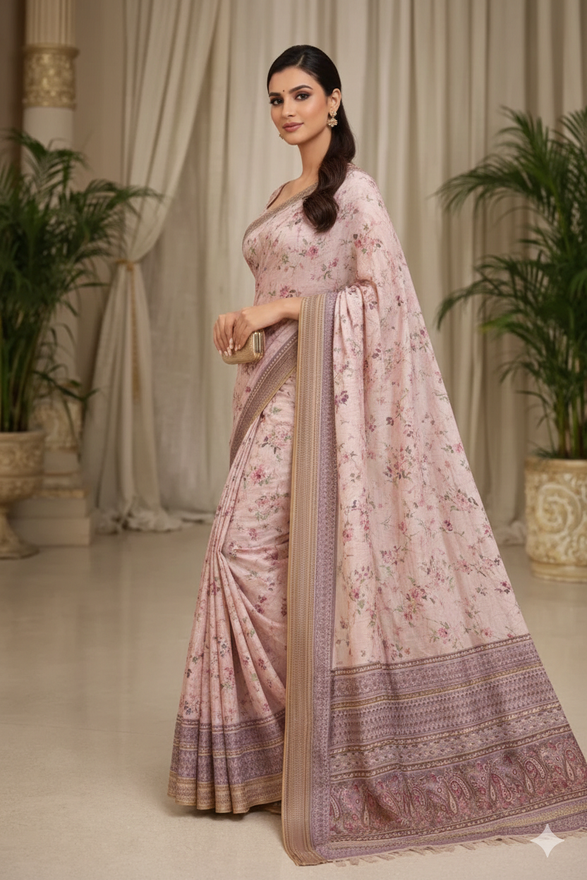 Noor-e-Gul Floral Cotton Saree